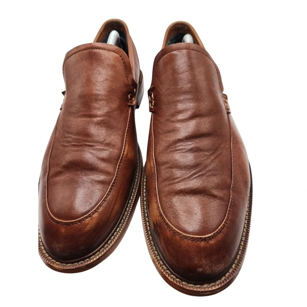 Aston Grey Shoes Mens Size 11.5 Brown Leather Slip‎ On Oxford Dress Formal